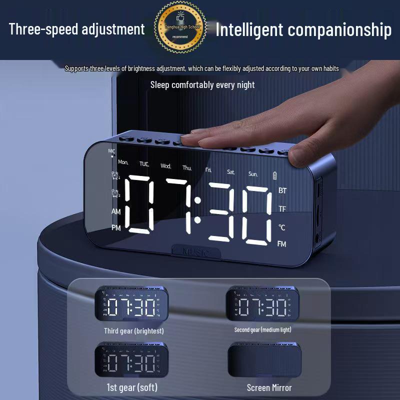 Multifunctional Bluetooth Speaker Clock: AI Alarm, Wireless Subwoofer