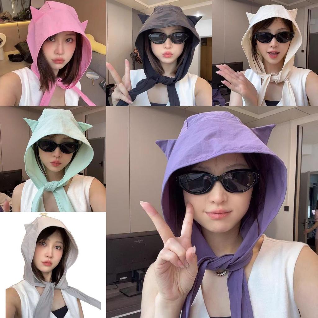 Cute Cat Ear Sun Hat With Large Brim For Womens Summer Sun Protection