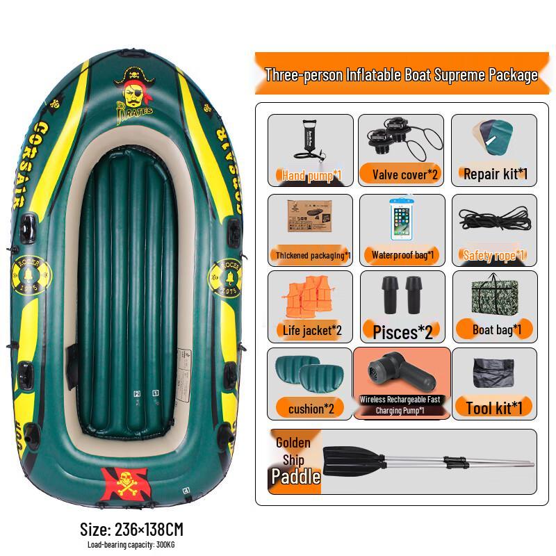 YEXIZE 3-Person Automatic Inflatable Pirate Ship Boat