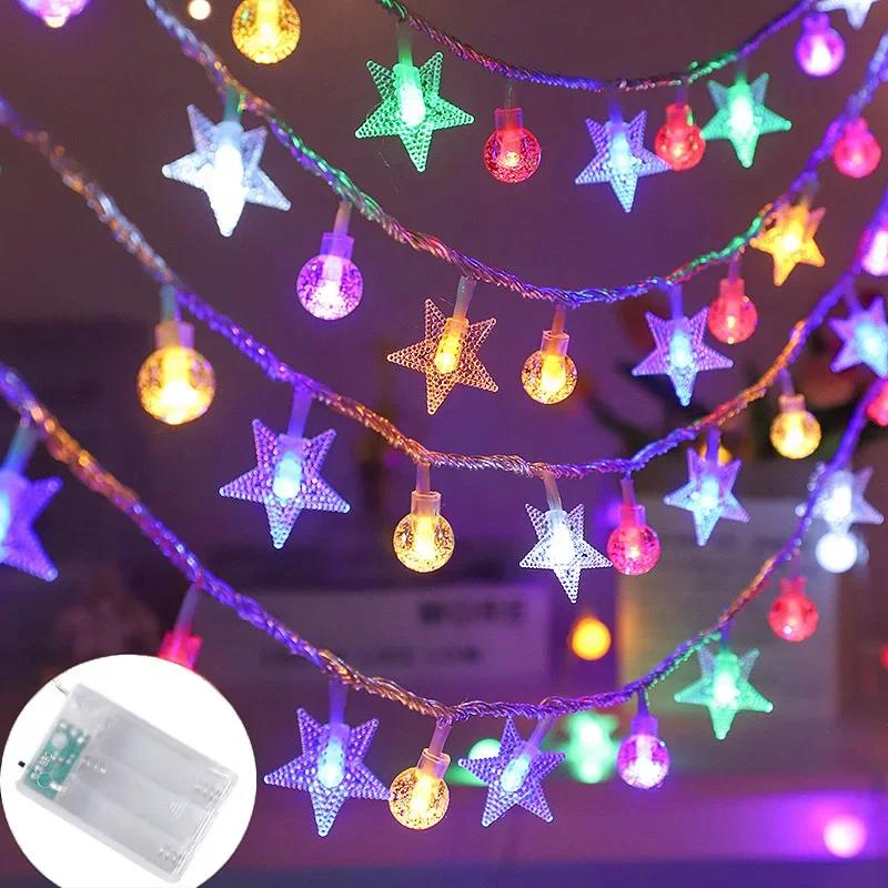 

Battery Operated Multicolor Star Bubble Ball String Lights Waterproof LED Fairy Garland for Outdoor Garden Wedding Party Decoration KTY 3M 20LED