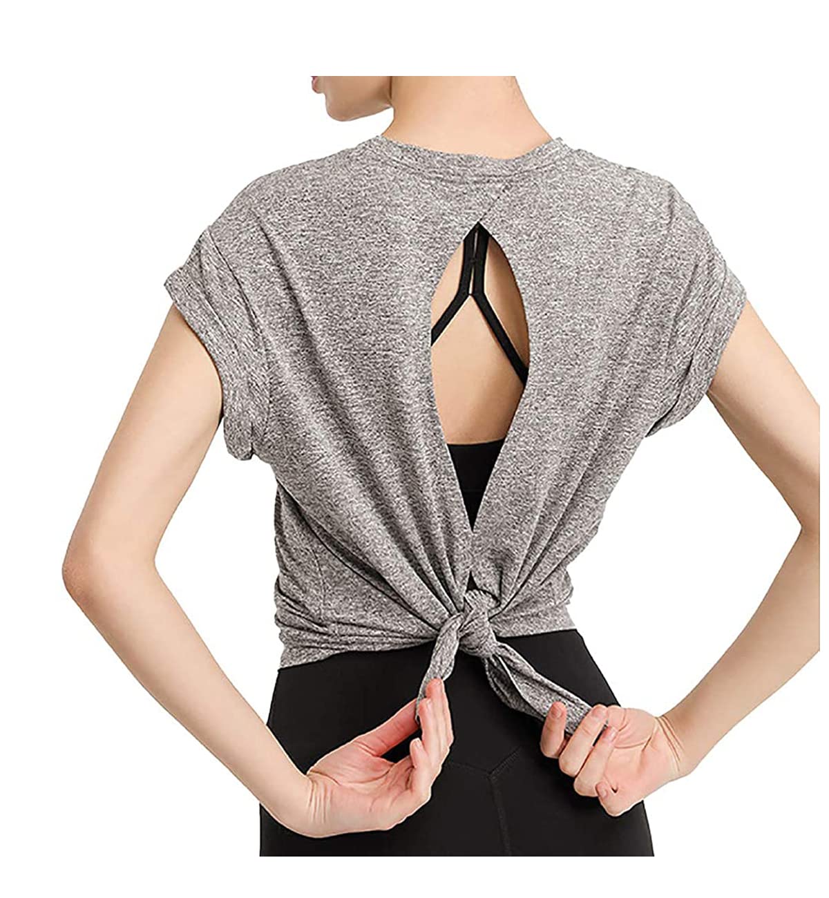 

Yuoku Yoga Short Yoga Fitness Beautiful Sportswear S and Women s Top, Sleeve, Shirt, Moisture-Wicking, Quick-Drying, Open-Back, Stretch, Back, (Sizes