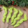 Christmas Green Hair Branch Furry Green Curly Picks Handmade Green Elf Stems for Xmas Tree Topper Holiday Home Decor