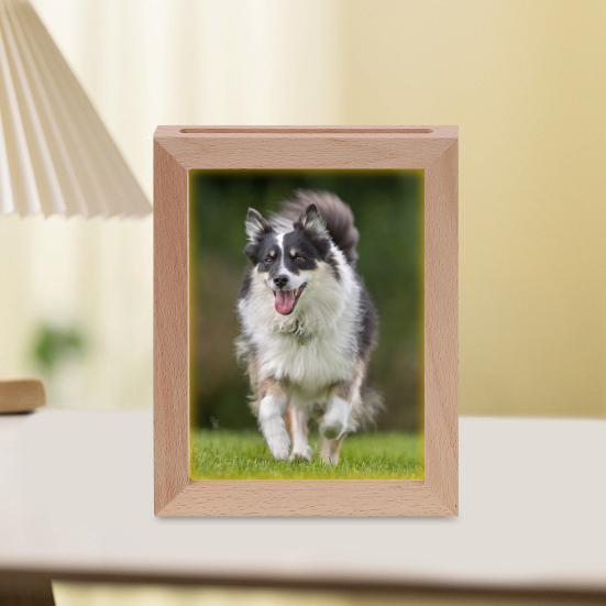 Light-up Photo Frame LED Glowing Picture Stand Lighted Wooden Picture Frame Desk