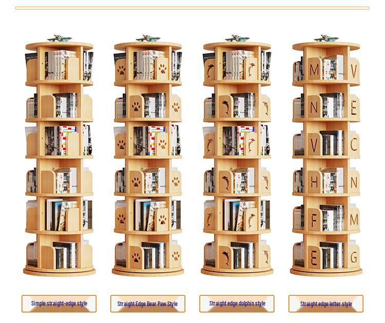 Solid Wood Rotating Bookshelf: Children's Picture Book and Toy Storage Rack