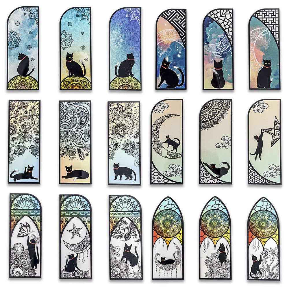 

moin moin Закладки A для кошки Набор из 36 кошек 18 дизайнов Красивые витражные силуэты черных кошек и и 2201sor54 - обязательный атрибут для любителей! чёрный