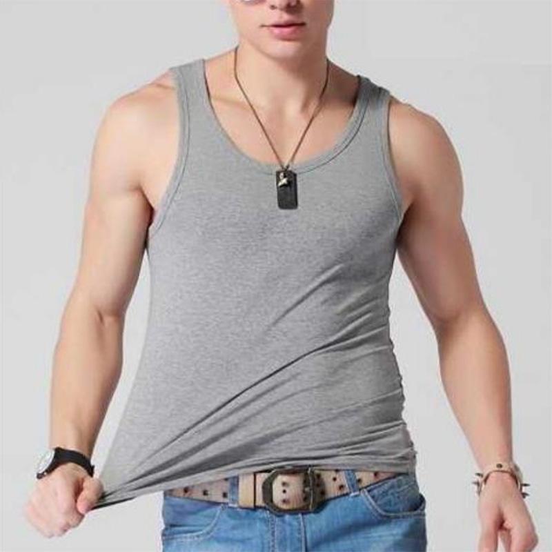 Men's Sports and Leisure Vest Solid Color Cotton Bottoming Elastic Fitness Tight Sports Hurdle Running Sweat-absorbing