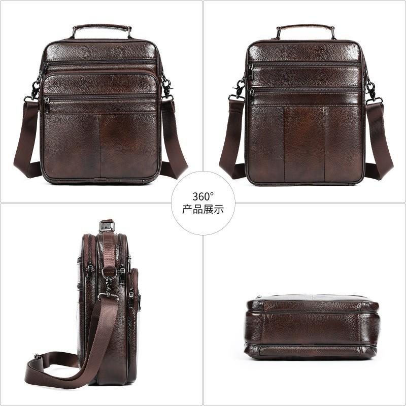 Men's Genuine Leather Shoulder Bag Retro Simple Cowhide Crossbody Casual Versatile Mobile Phone