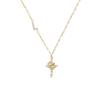 Full Diamond Rotatable Crown Cross with 26 Letter Copper Gold Plated Jewelry Accessory Necklace