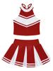 2Pcs Kids Girls School Uniform Cheerleading Dance Clothes Zippered Tops with Pleated Skirt Set