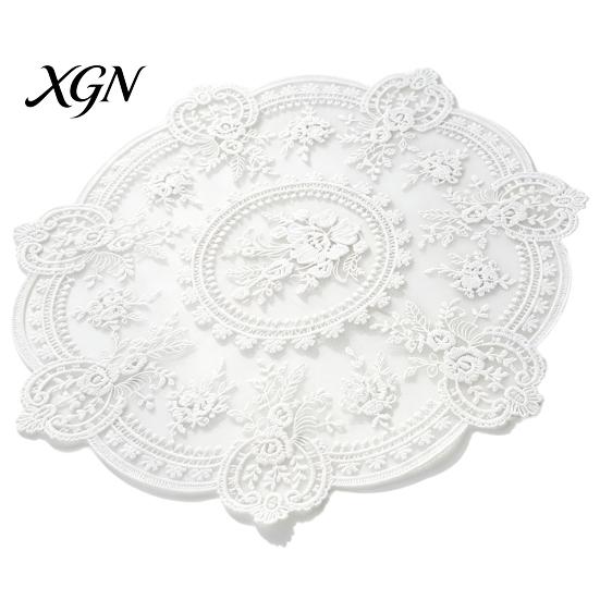 Elegant Lace Doily for Tea Party Retro Round Doily, Embroidered Floral Coaster, 13 Inch Table Decor Sheer Placemat Wedding, Vintage Style