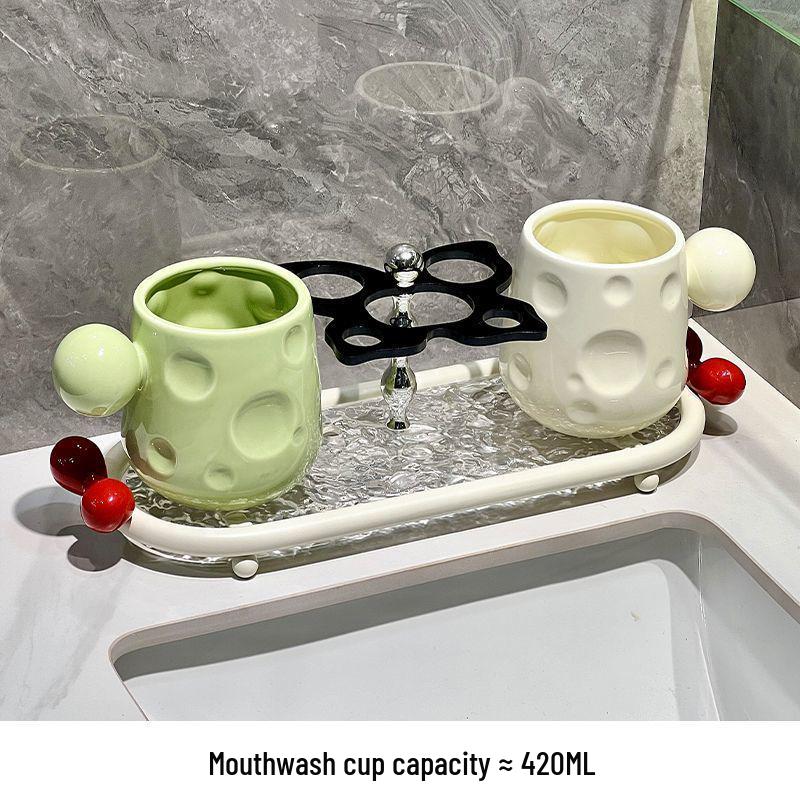 Luxury Ceramic Toothbrush Holder - Elegant High-End Design for Couples