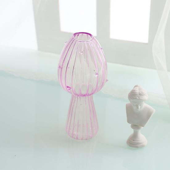 Vaso per fiori a forma di fungo, adorabile, in vetro trasparente, stazione di propagazione delle piante unica per la decorazione della casa.