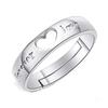Silver Plated Forever Love Zircon Heart Adjustable Couple Ring