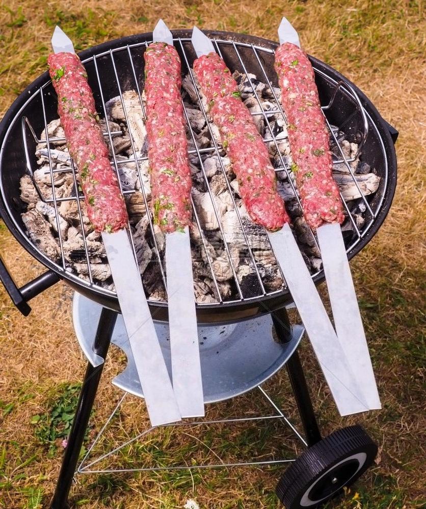 Stainless Steel BBQ Skewers 40/50cm Flat Heavy-Duty Kebab Sticks for Grilling Outdoor Cooking Camping Durable