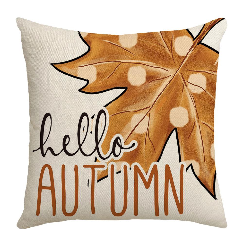 New Cartoon Autumn Maple Leaf Gnome Pillow Cover Hand-painted Farm Car Sofa Pillow Cover