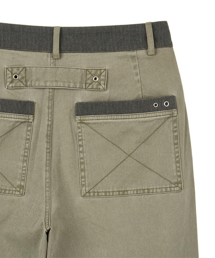 Dandel Dd Box Stitch Binding Pants (Ash Khaki)