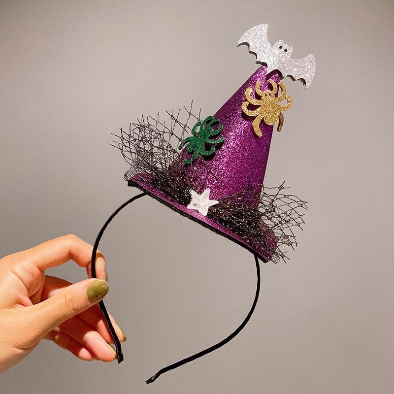 Quirky Pumpkin Bow Mesh Headband for Kids - Halloween Skull Witch Hair Accessory