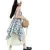 Sweet Mori Oil Painting Floral Suspender Dress Women's Summer New Thin Holiday Style Splicing Fake Two-piece Skirt