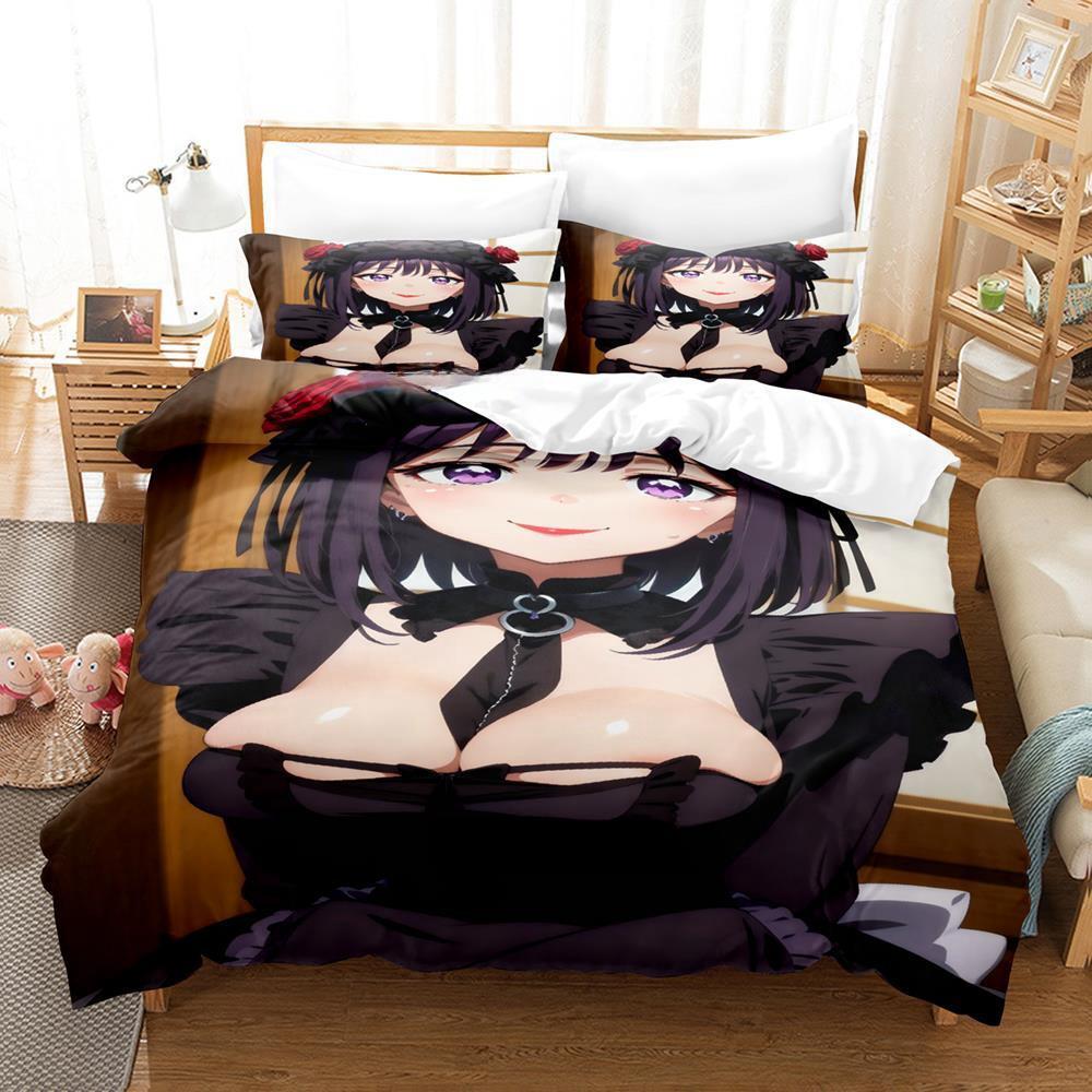 New Sexy Lactating Girl, Young Woman Large Chest Bedding Set Anime Three-piece Set Adult Kid Bedroom Duvetcover Sets Personality