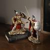 Vintage Gold Armor Spartan Warrior Sculpture Craft Bookcase Wine Cabinet Decoration Abstract Resin Warrior Statue Art Decoration