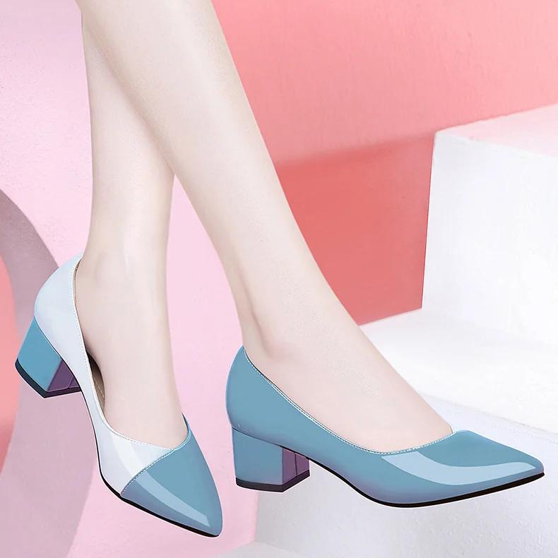 Fashion Women's Shoes Chunky Heels Ladies Pumps Block Heel with Medium Pointed Toe Moccasins Non Slip on Quick Delivery Luxury Brand 39