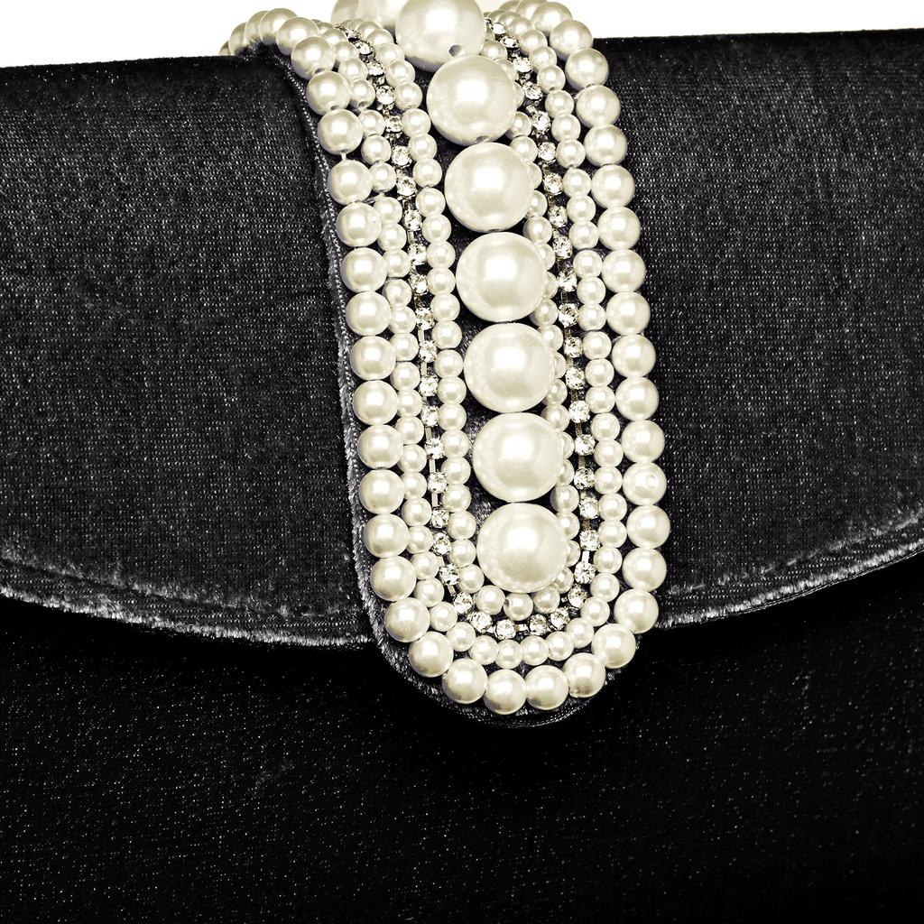 [Cuco] Pearl-trimmed velour mini shoulder bag