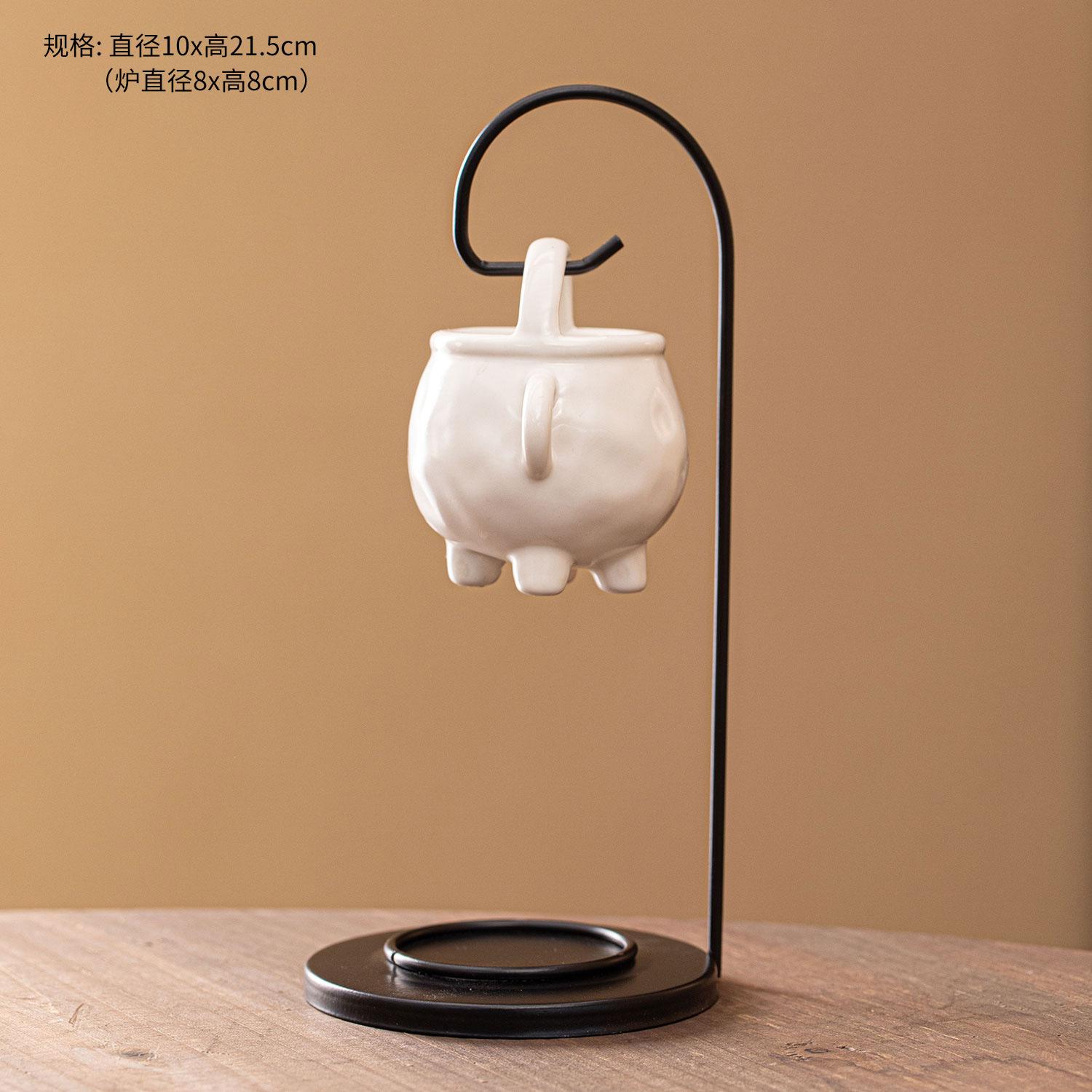 

Teardrop Ceramic Oil Burner with Metal Stand Meditation Yoga Home Decor Incense Holder Aromatherapy Burner білий