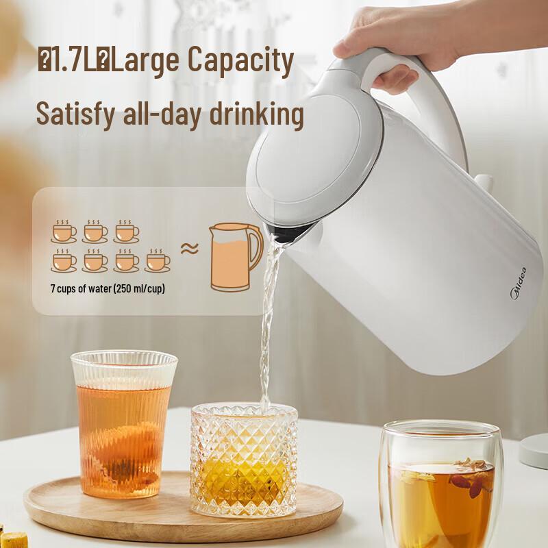 Midea 1.7L 316L Stainless Steel Double-Layer Electric Kettle CN plug (adapter included)