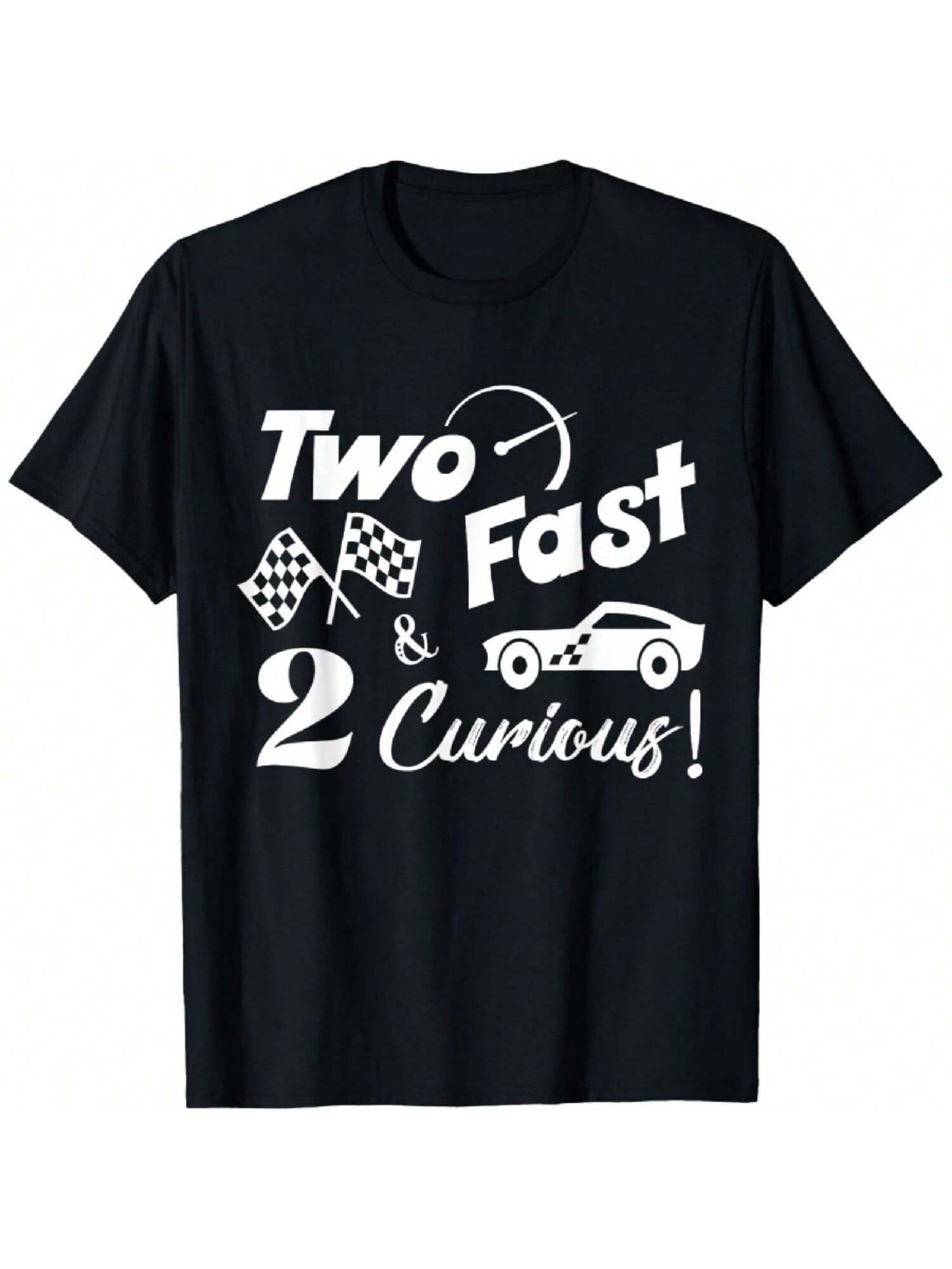 Two Fast 2 Curious Cute 2nd Birthday Racing Themed T-Shirt S разноцветный