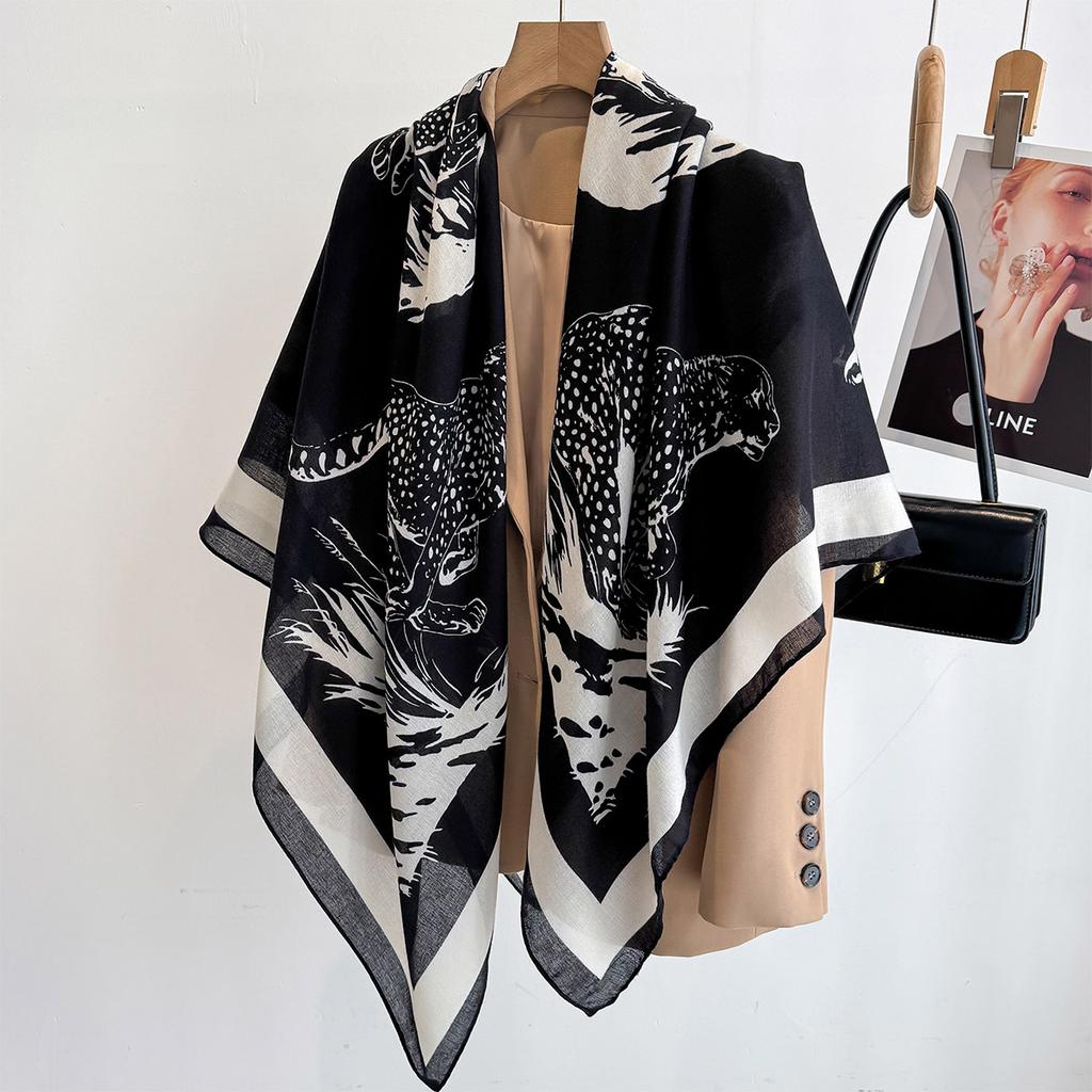 130X130Cm  Luxury Print Satin Silk Square Scarf For Women Summer Sun Protection Shawl Hijab Neckerchief Fashion Wrap Bandana