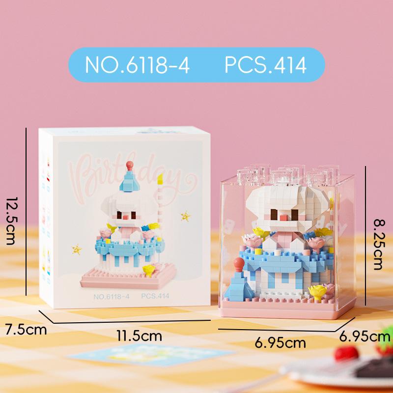 Fun Cake Small Particles Assembled Building Blocks Toys Cute Strawberry Cake  Small Ornaments Birthday Surprise Gift