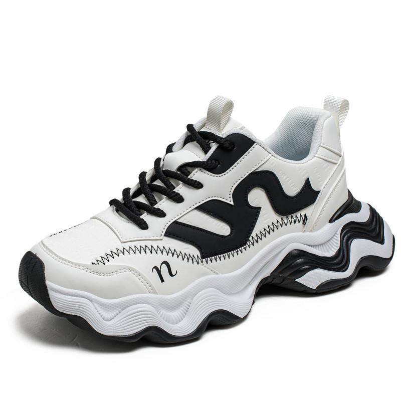 Mode Herbst Neue Herren Freizeitsportschuhe Low-Cut Dicksohlige Weiche Leder Sneaker Dad Shoes Rutschfest Leicht Herren Laufschuh