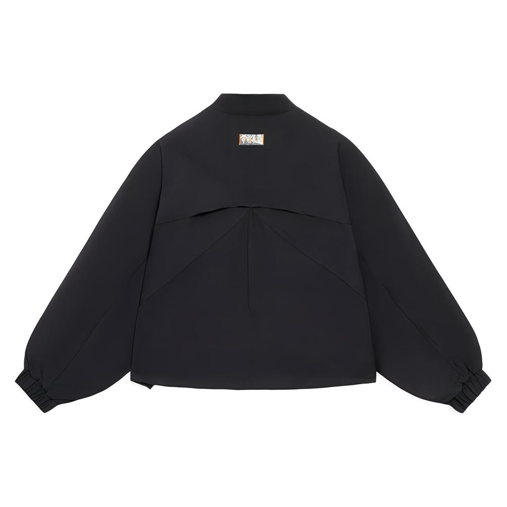 Li Ning Solid Color Spliced Logo Loose Casual Jacket Women Jacket Black AFDS210-2