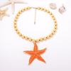 Collar con Colgante de Cangrejo Esmaltado Langosta Collar de Cuentas de Lunares Gargantilla de Estrella de Mar de Playa Vacaciones
