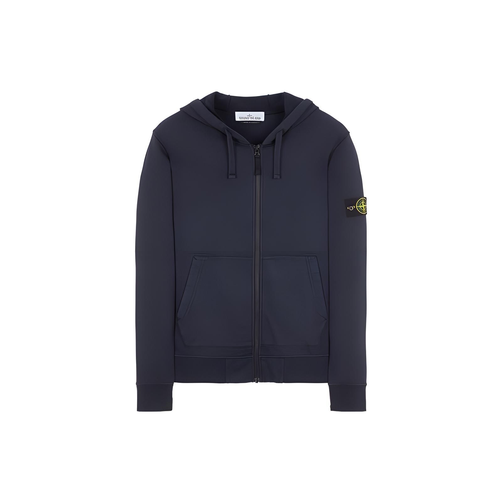 Stone Island FW23 Effen Kleur Met Capuchon Rits Lange Mouwen Jas Heren Jas Blauw 791564251-A0020 S
