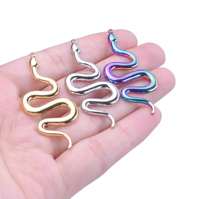 Different Style 3pcs Serpent Charm Stainless Steel Pendant Snake Pendant Charms For Jewelry Making Supplies Animal Punk Material