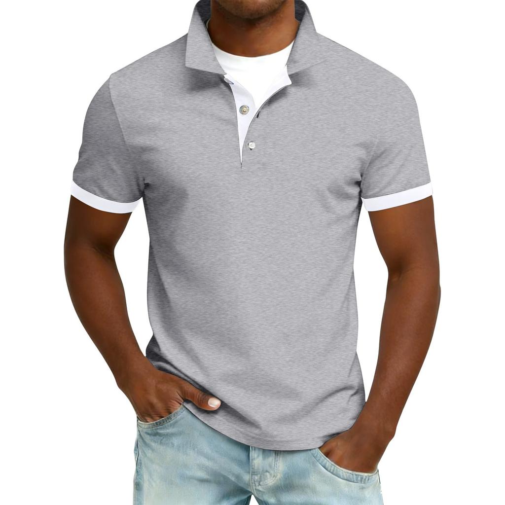 Men's Summer Button Lapel Loose Short Sleeve Top Men's Casual Fashion Top