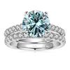 Bague Ringen Luxus D Farbe 3,0 Ct Moissanite Ring frauen Sterling Silber 925 Schmuck Vier Klauen Design Braut Sets Für Hochzeit