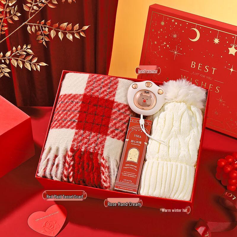 A1 Christmas Winter Gift Box with Thermos Set 11 (Scarf, Hand Cream, Hand Warmer, Hat)