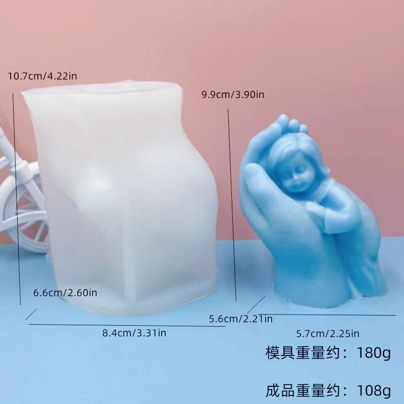 

Mother s Hand Angel Girl Scented Candle Silicone Mold Hand-held Baby Plaster Candle Mold for Creative Home Crafting