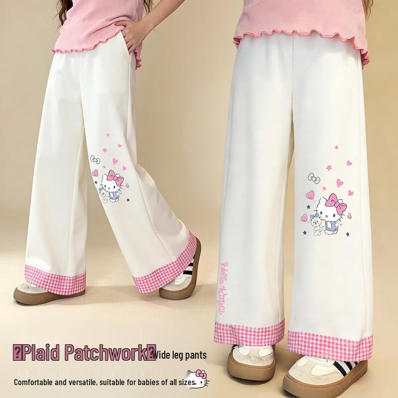 

Hello Kitty Girls Plaid Splice Wide-Leg Pants 120