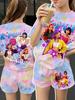 Conjunto de Camiseta y Pantalones Gráficos de Dibujos Animados Kpop para Niñas Ropa de Verano para Niñas Lindo Conjunto de Manga Corta Conjunto de Camiseta y Pantalones Cortos para Niños
