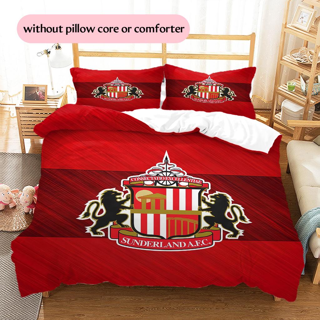 Sunderland AFC Pattern Bedding Quilt Set Home Decoration Gift (1 * Duvet Cover + 2 * Pillowcase Without Core)