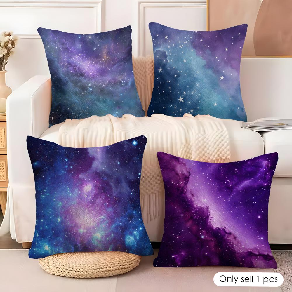 Starry Sky Cushion Cover Natural Linen Organic Fabric DoubleSided Printing Couch Pillow Covers Home Decor