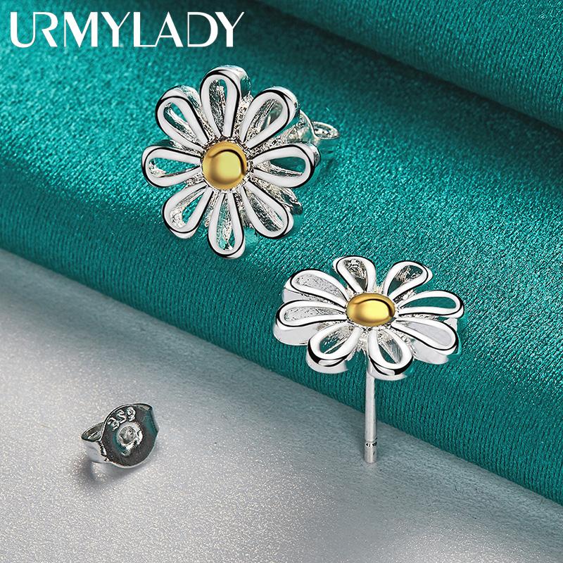 

925 Sterling Silver Chrysanthemum Stud Earrings For Women Wedding Fashion Jewelry Silver