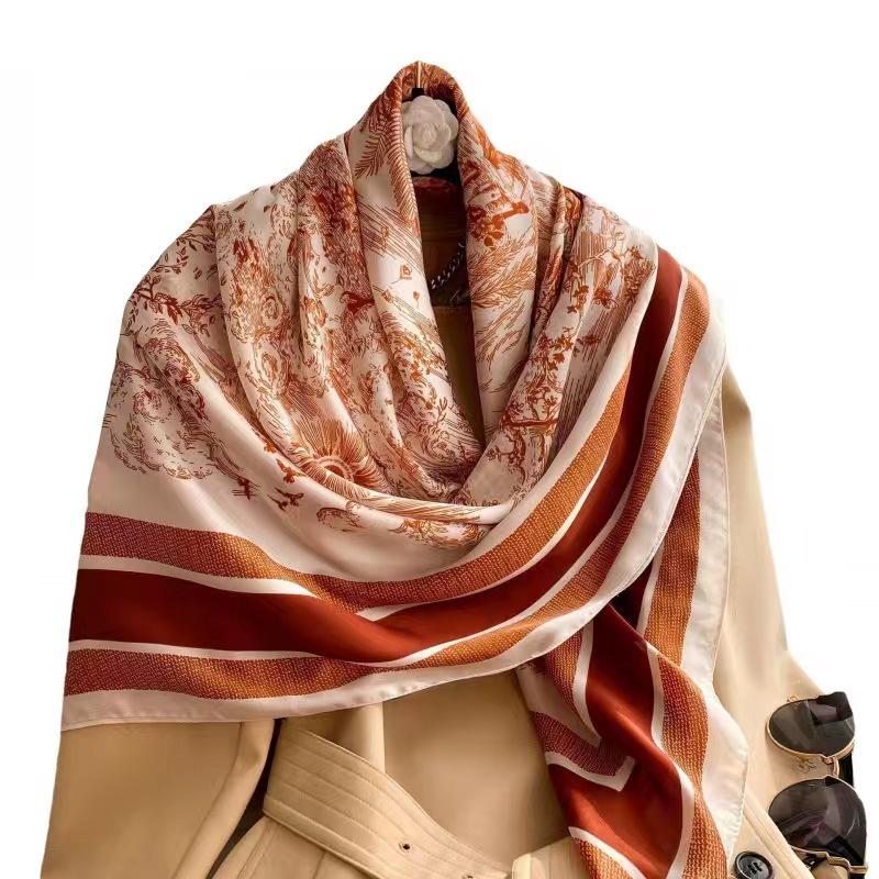 Imitation Silk 110x110 Scarf Shawl: Sun Protection Travel Gauze Headscarf