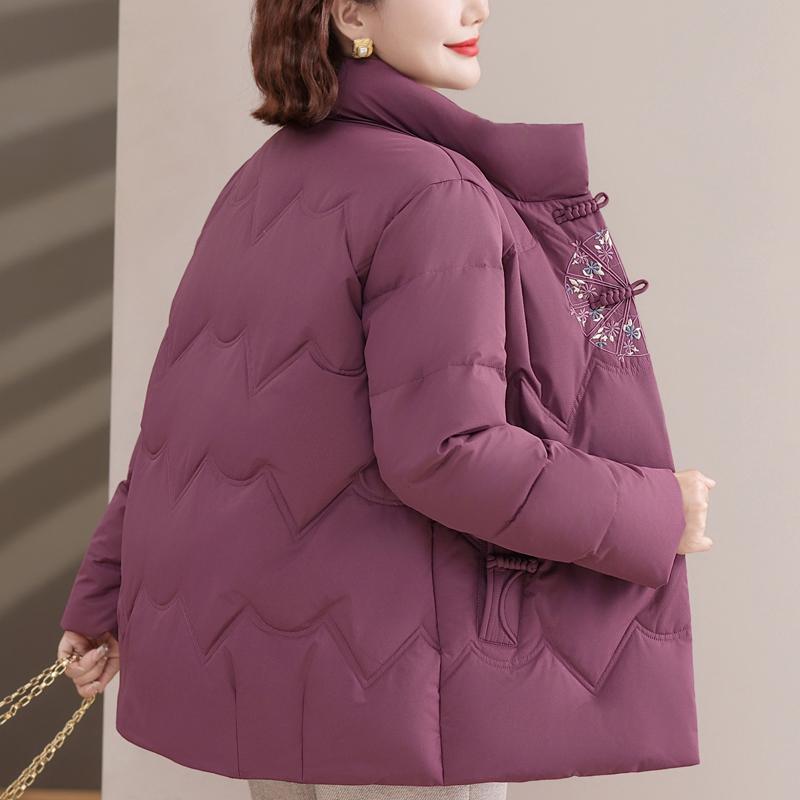 Plus Size Middle Age Women's Winter Down Jackets Thick Warm Embroidery Down Coats Woman Outerwears