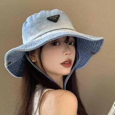 Herbstmütze Damen Outdoor Klettermütze großer Kopfumfang Gesichtsform kleine Bucket Hat Retro vielseitig gewaschene Cowboymütze
