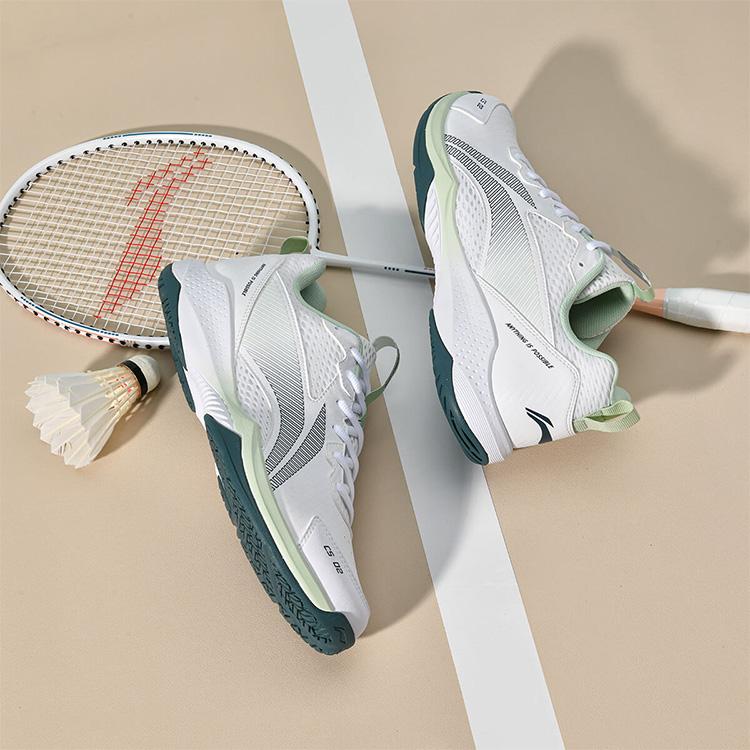 Li Ning Badminton Shoes Unisex Low top Standard White/Cloud Emerald Green AYTU011-3