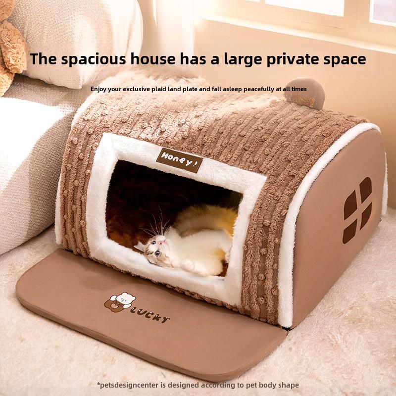 Cat Autumn and Winter Warm Yurt Three-dimensional Bear Curved House Cat Nest Teddy Small Dog Dog Pet Nest